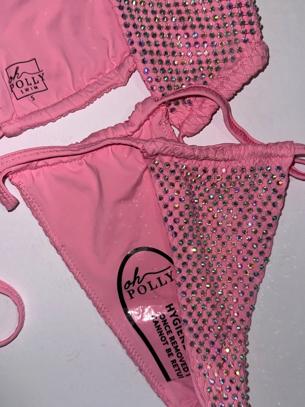 Pink Rhinestone Triangle Bikini Set - Picture 4 of 6